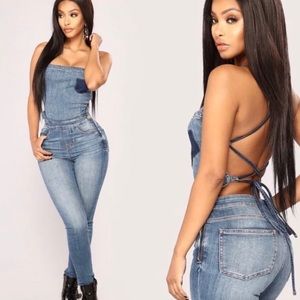 Denim jumpsuit with cute pocket